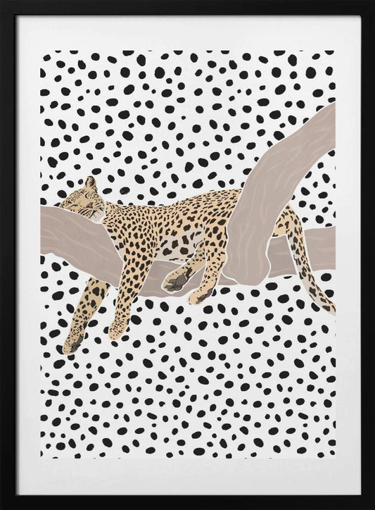 Leopard Sleeping Polkadots - Art Print by Sarah Manovski
