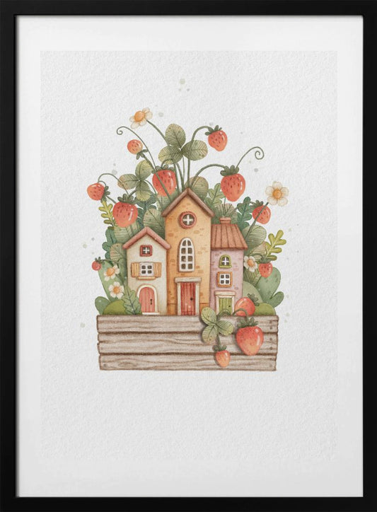 Sweet Strawberry House - Art Print by Xuan Thai