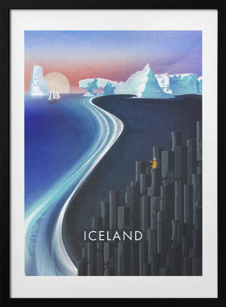 Majestic Iceland View - Art Print by Emel Tunaboylu Travel Poster