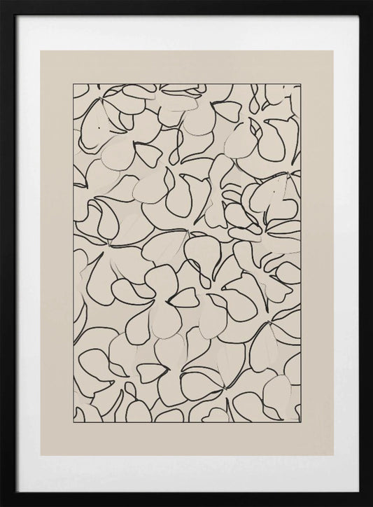 Seamless Pattern of Outlined Flowers - Art Print by Elena Ristova