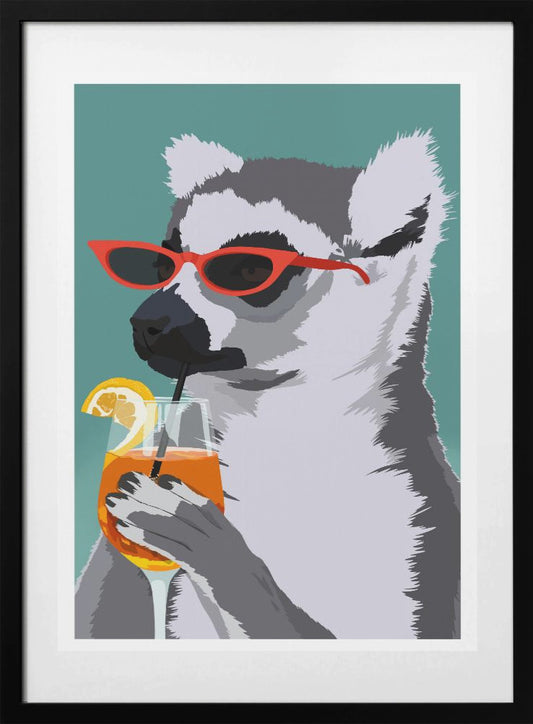 Jugdy Lemur with Drink - Art Print by ByKammille