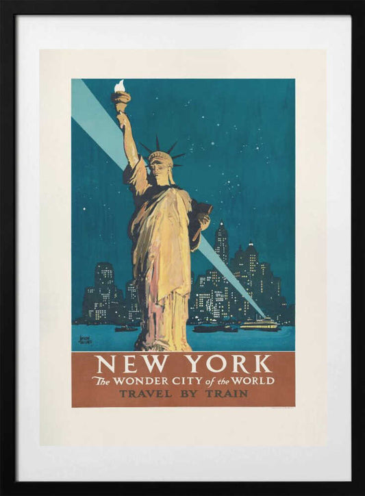 New York, the Wonder City of the World Travel By Train (1927) Poster By Adolph Treidler - Art Print by Vintage Travel Poster Travel Poster