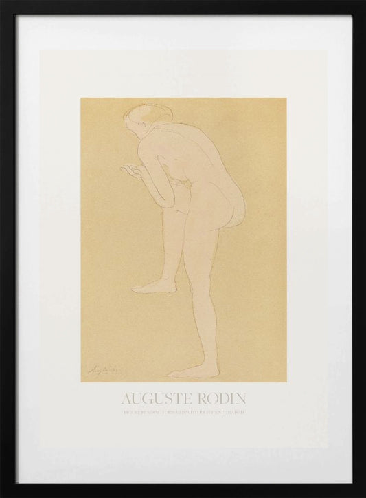 Figure Bending Forward With Right Knee Raised - Art Print by Auguste Rodin