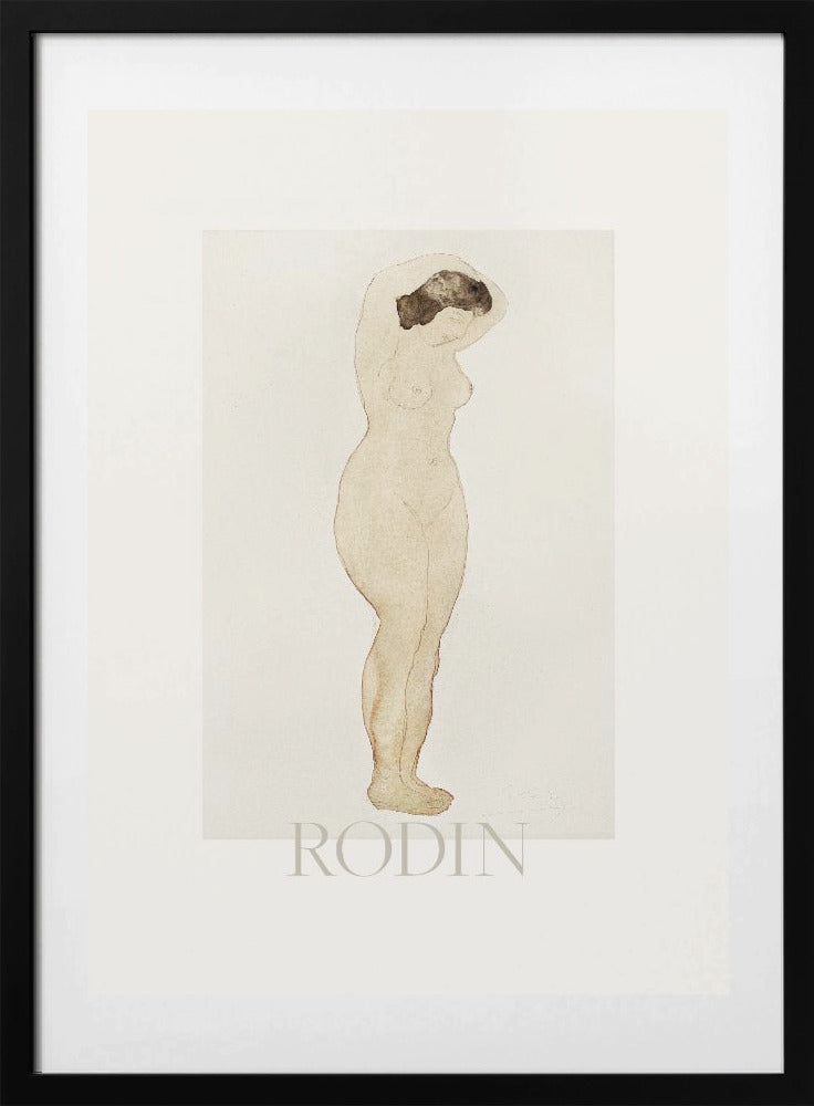 Nude, Standing With Hands On Head - Art Print by Auguste Rodin