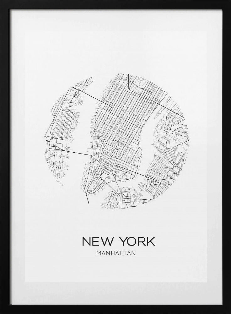 Manhattan Roads Map - Art Print by THE MIUUS STUDIO