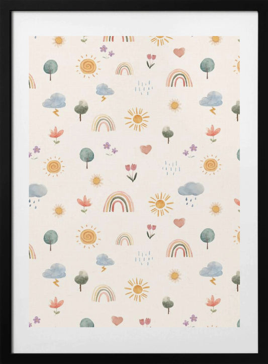 Seasonal Stickers Pattern - Art Print by Xuan Thai
