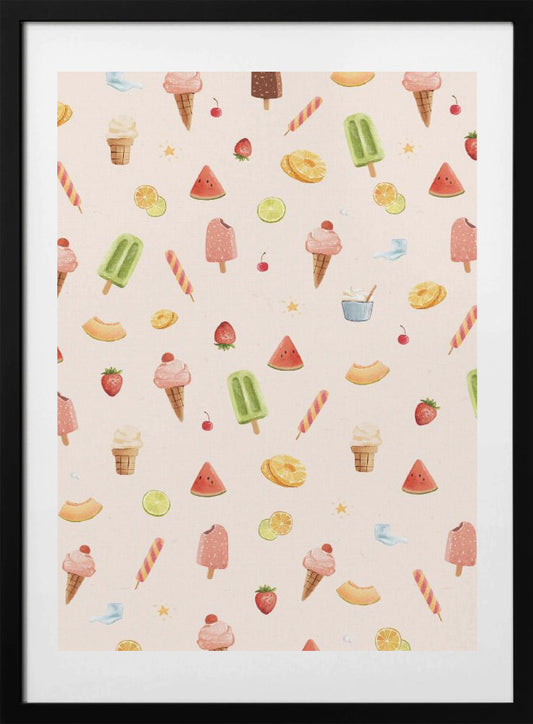 Sweet Ice Cream Pattern - Art Print by Xuan Thai