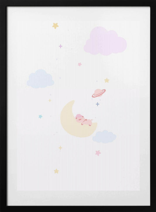 Pig On the Moon - Art Print by Xuan Thai