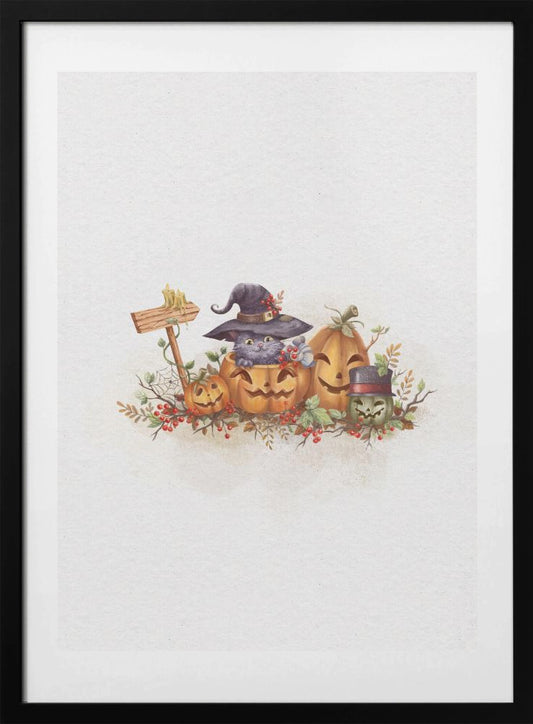Witch Cat In the Halloween - Art Print by Xuan Thai