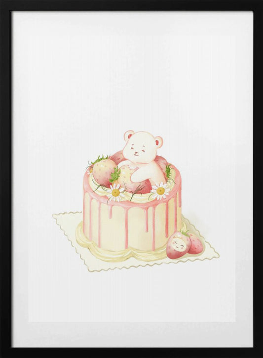Cute White Bear Cake - Art Print by Xuan Thai