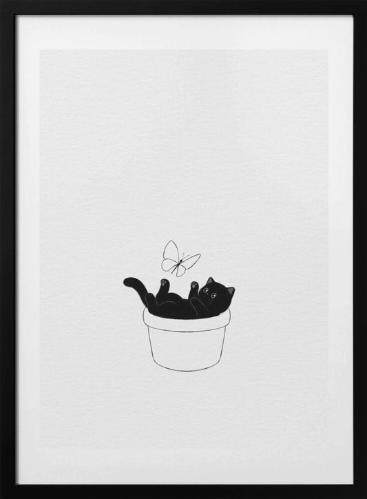 Cute Black Cat - Art Print by Xuan Thai