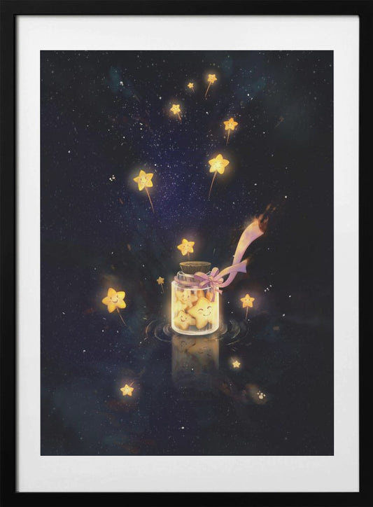 Golden Starlight In Bottle - Art Print by Xuan Thai