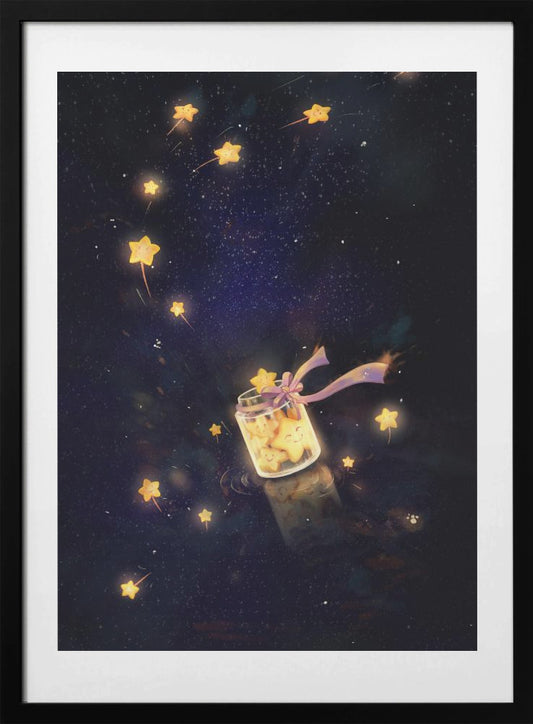 Golden Starlight In Bottle - Art Print by Xuan Thai