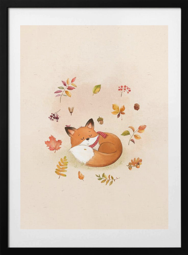 Fox In Fall Foliage - Art Print by Xuan Thai