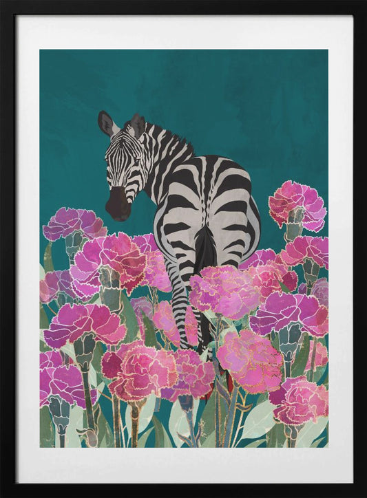 Zebra in a field of flowers - Art Print by Sarah Manovski