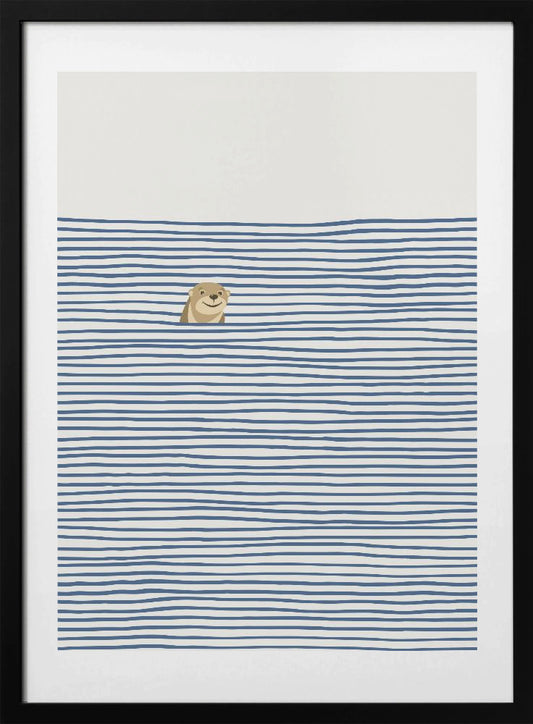 Otter in the Waves - Art Print by Little Dean
