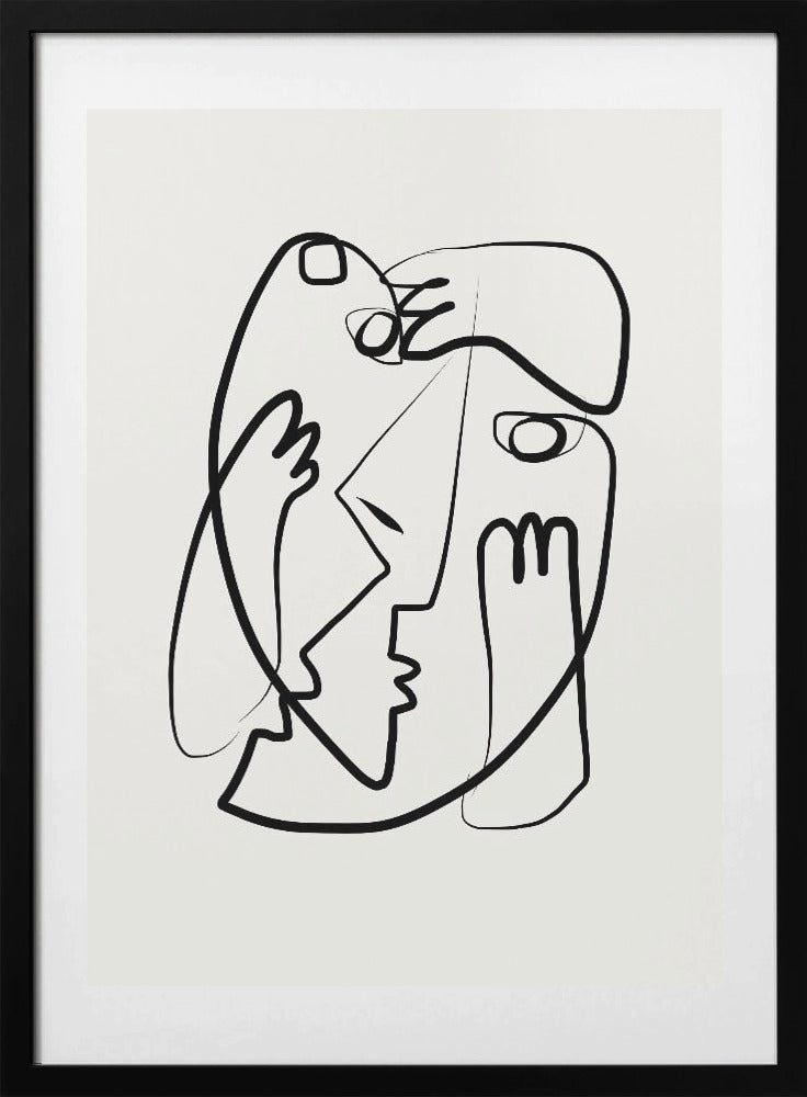 Entwined Faces In A Minimalist Style - Art Print by Little Dean