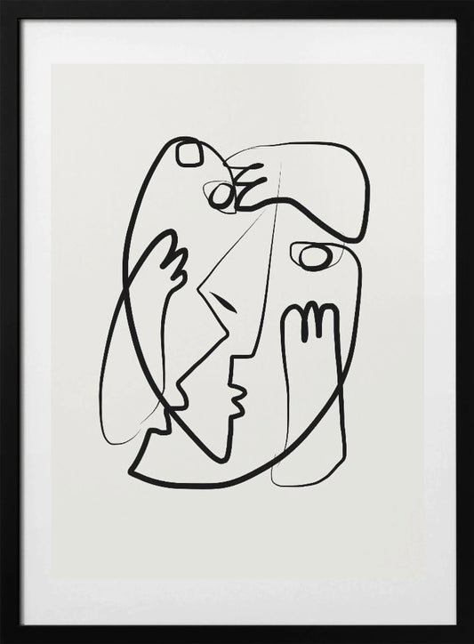 Entwined Faces In A Minimalist Style - Art Print by Little Dean