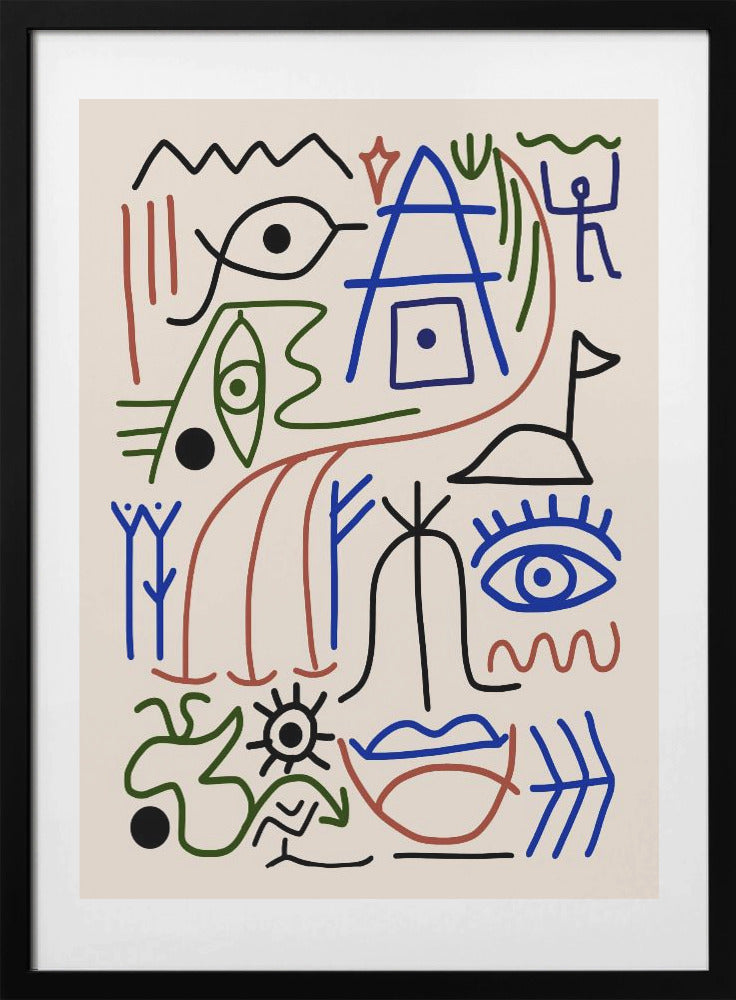 Line Art Bizarre Ancient Symbol - Art Print by Little Dean