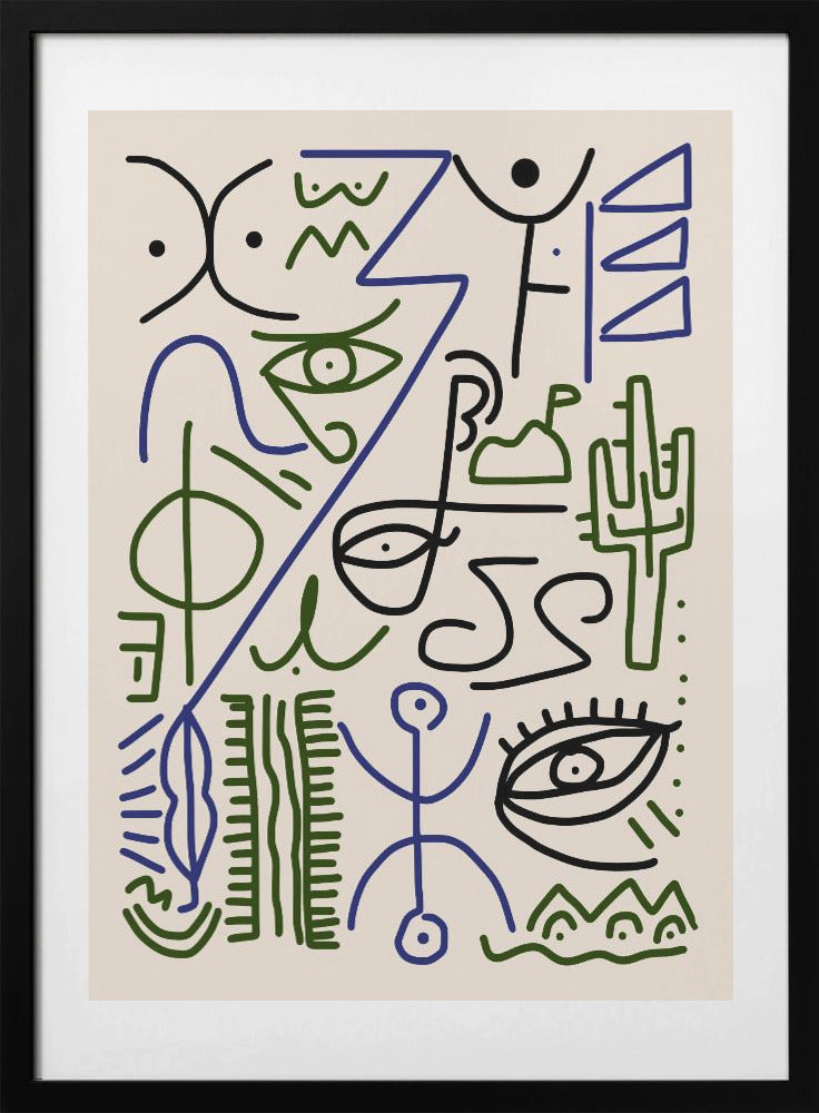 Line Art Bizarre Village Symbol - Art Print by Little Dean