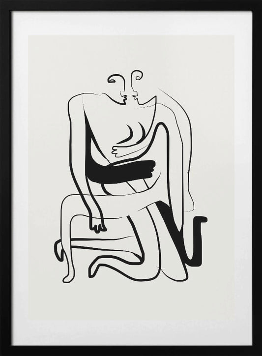 Hugs and Kisses Line Art - Art Print by Little Dean