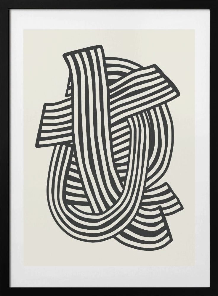 Striped Abstract In Black - Art Print by Little Dean