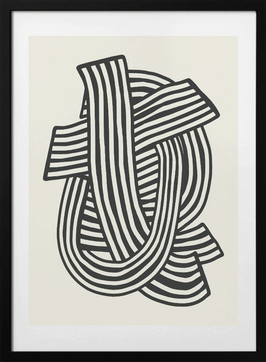 Striped Abstract In Black - Art Print by Little Dean