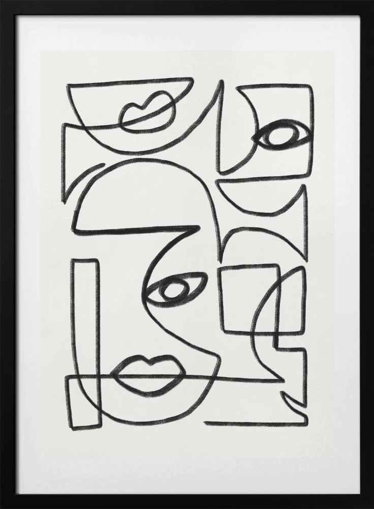 Abstract Line Art Faces - Art Print by Little Dean