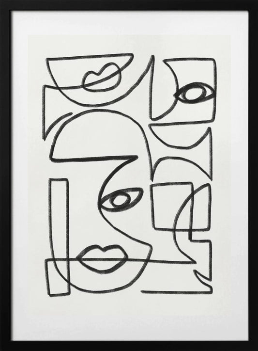 Abstract Line Art Faces - Art Print by Little Dean