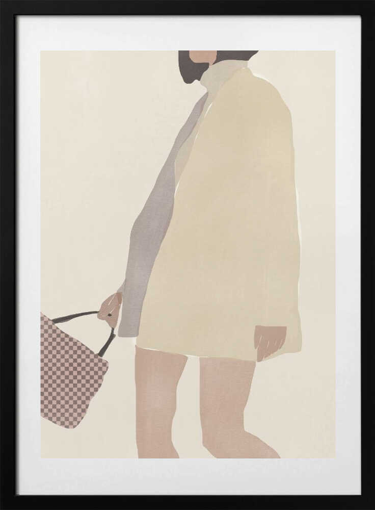 Stylish Figure Holding a Patterned Handbag - Art Print by Little Dean