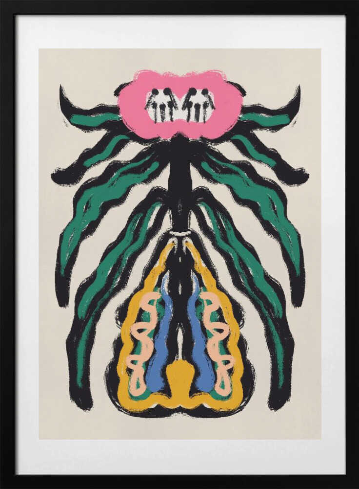 Symmetrical Design with a Pink Flower - Art Print by Little Dean