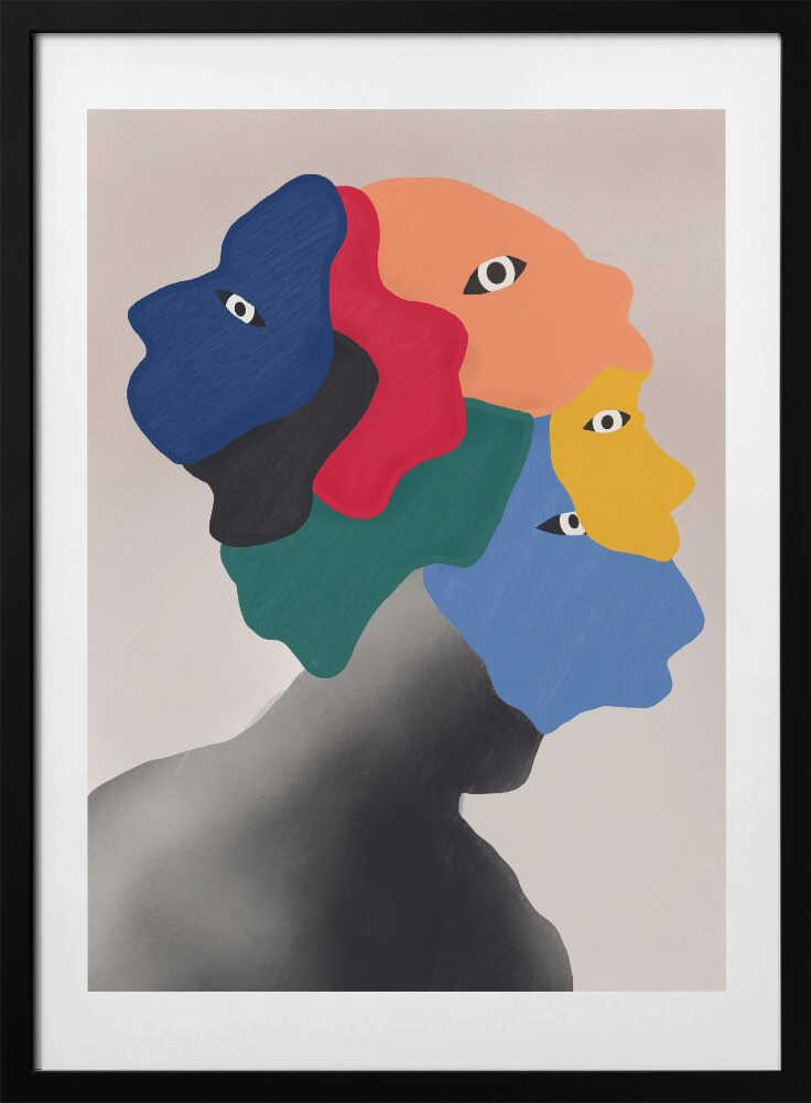 Sides of Masks - Art Print by Little Dean