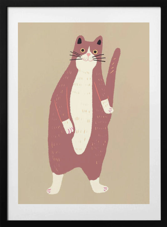 Brown and white cat - Art Print by Little Dean