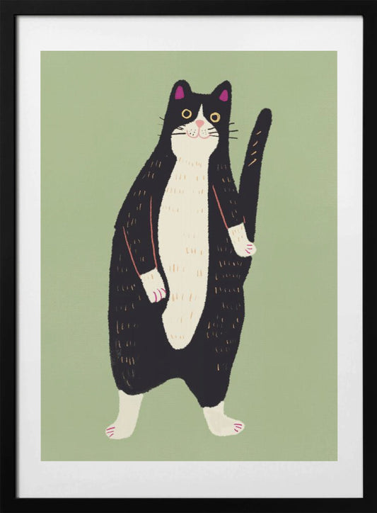Black and white cat 02 - Art Print by Little Dean