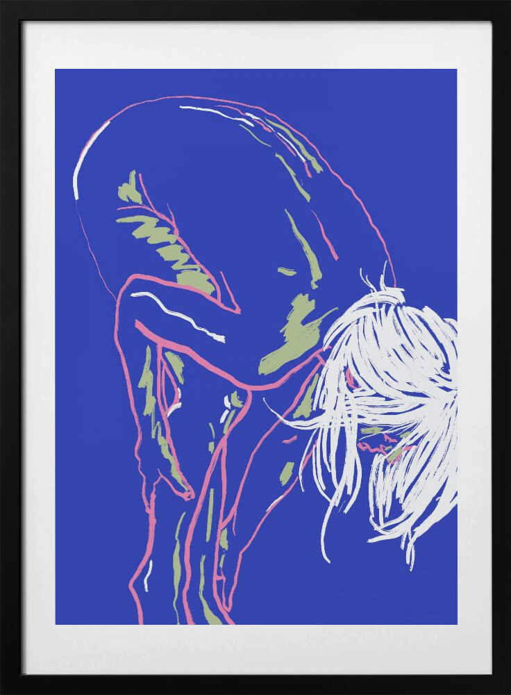 Nude in green leggings 02 - Art Print by Little Dean