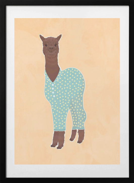 Llama In Pjs Banana Orange - Art Print by Sarah Manovski