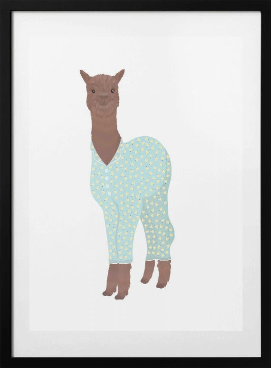 Llama In Pjs white - Art Print by Sarah Manovski