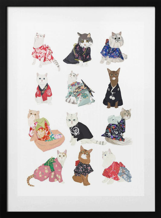 Cat In Kimono - Art Print by Hanna Melin
