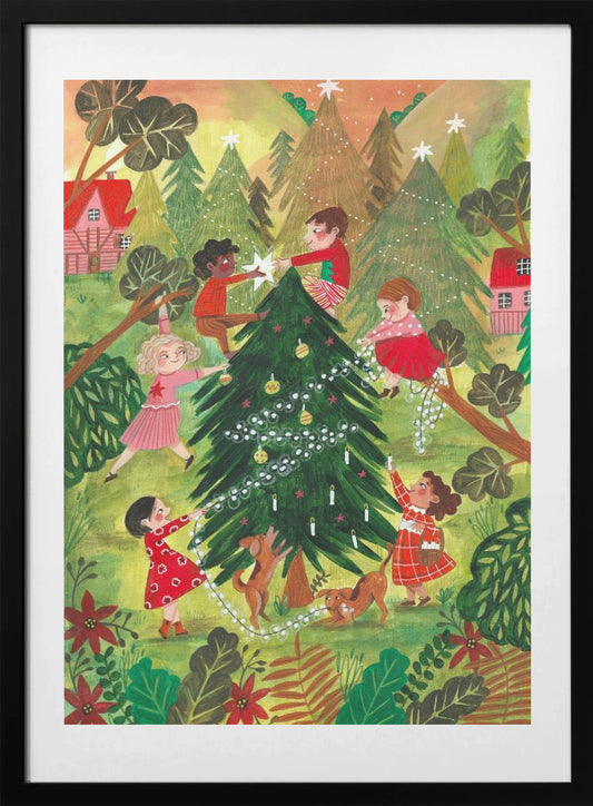 Decorating the Christmas tree - Art Print by Caroline Bonne Müller