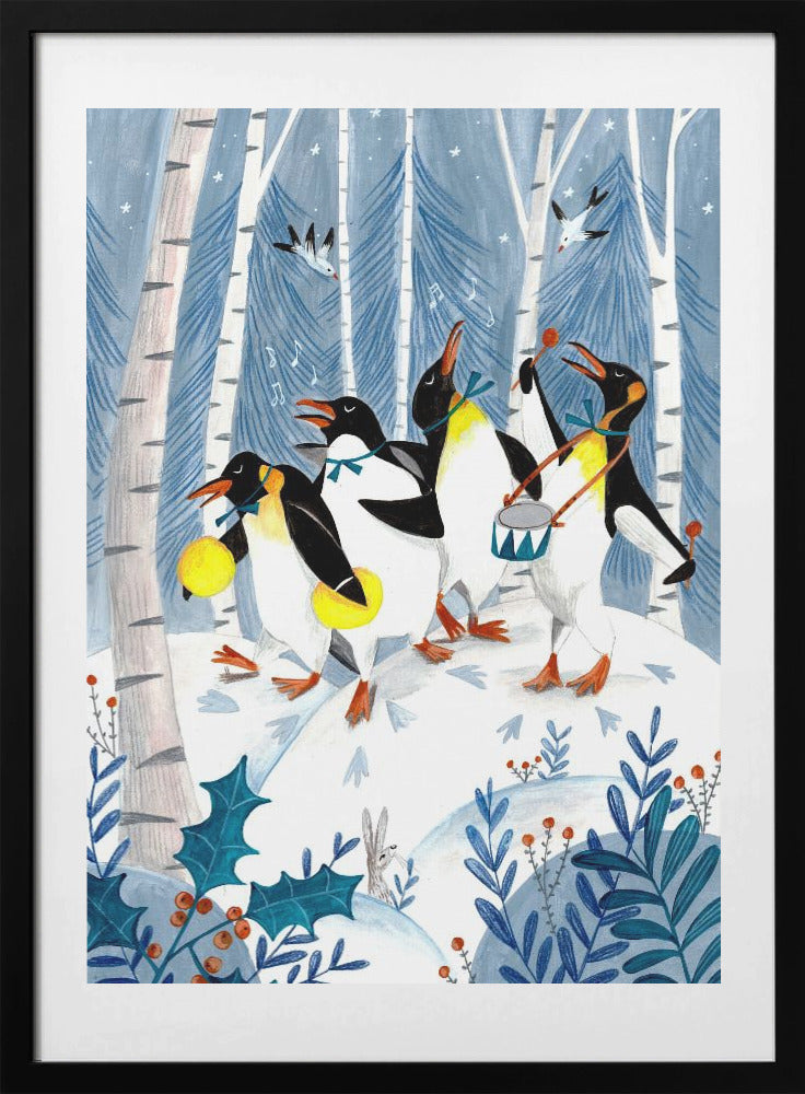 Penguins make music in the forest - Art Print by Caroline Bonne Müller