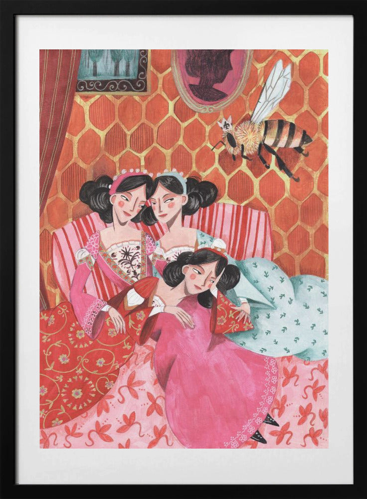 The queen bee and pink princesses - Art Print by Caroline Bonne Müller