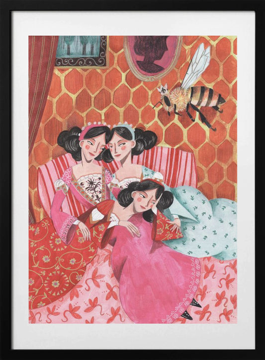 The queen bee and pink princesses - Art Print by Caroline Bonne Müller