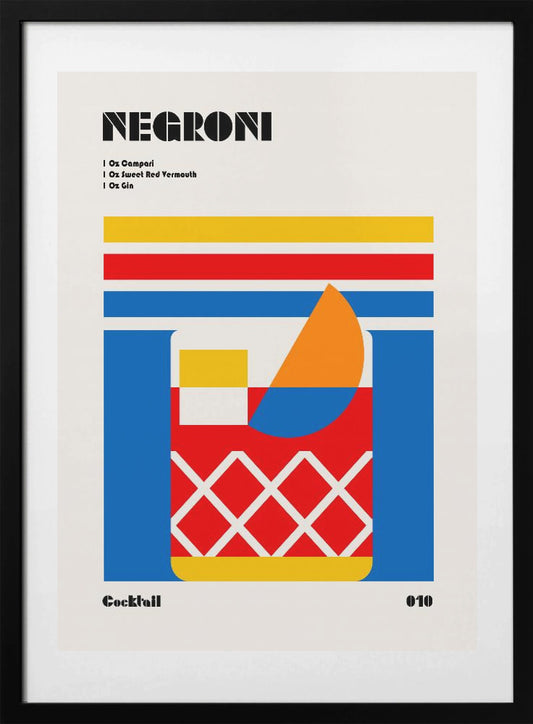 Negroni Bauhaus Cocktail - Art Print by Retrodrome