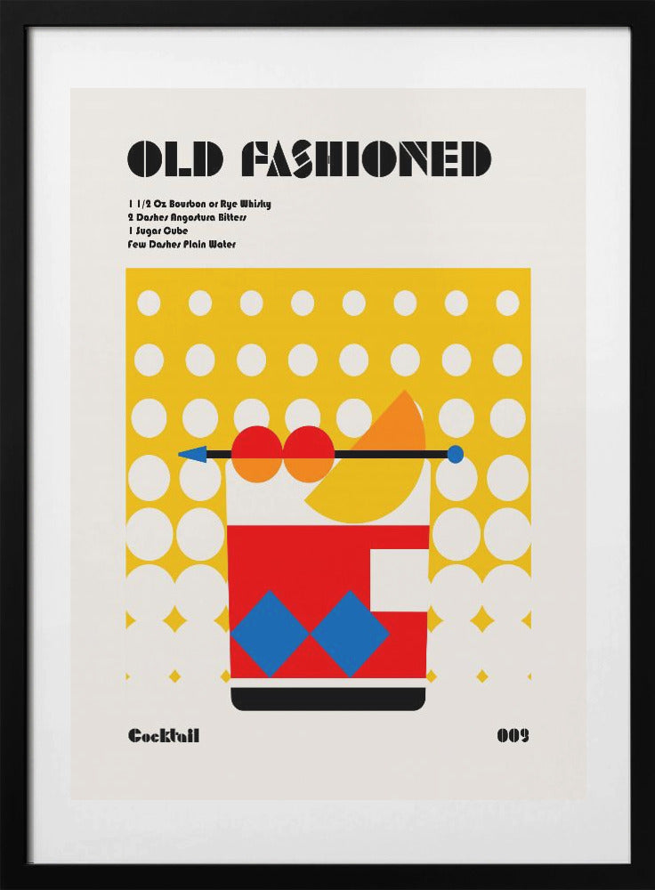 Old Fashioned Bauhaus Cocktail - Art Print by Retrodrome