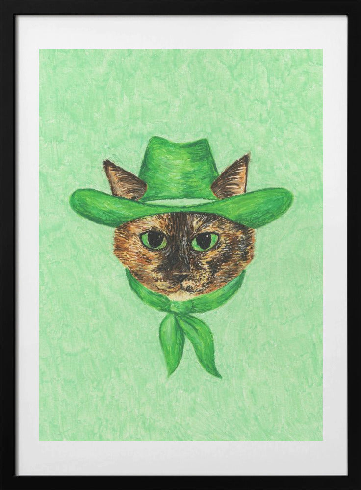 Tilly The Cowgirl Tortie Cat - Art Print by Anyone Can Yeehaw