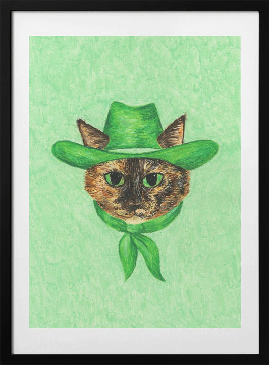 Tilly The Cowgirl Tortie Cat - Art Print by Anyone Can Yeehaw