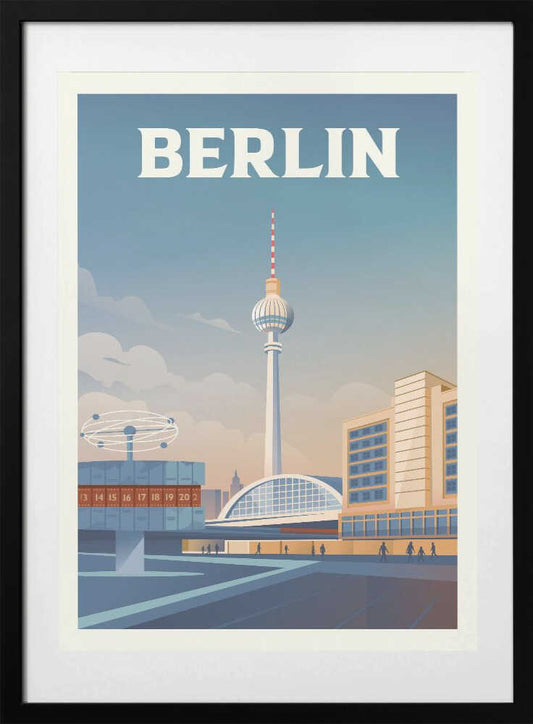 Berlin Cityscape Travel Print - Art Print by Retrodrome Travel Poster