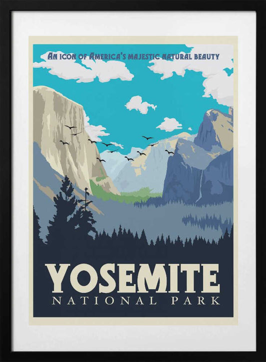 Yosemite National Park Travel Print - Art Print by Retrodrome Travel Poster
