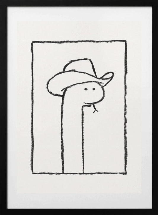 Squiggles the Snake In a Stetson - Art Print by Anyone Can Yeehaw