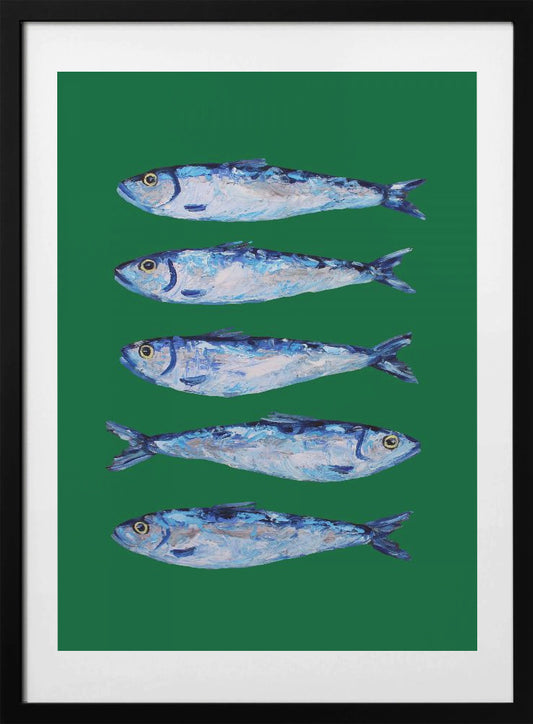 Sardines Forest Green - Art Print by Alice Straker